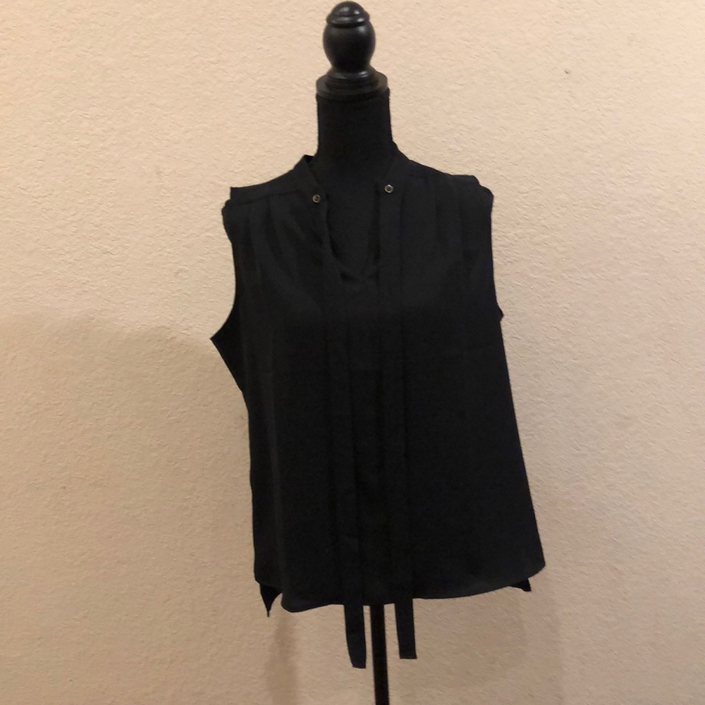 black front tie flowy blouse, tank